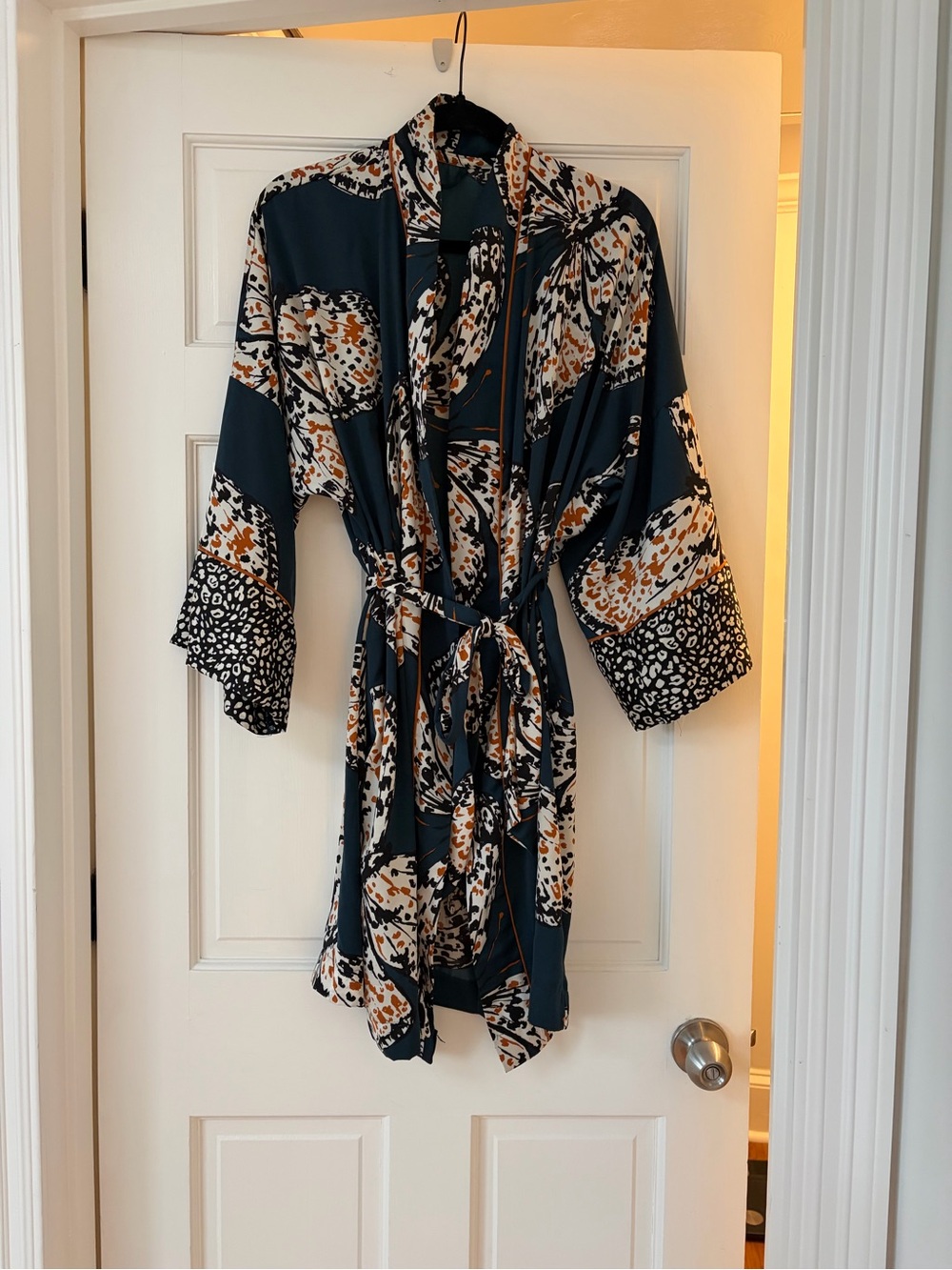 Teal satin butterfly robe - size M